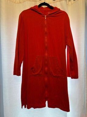 Lands End hooded long cardigan